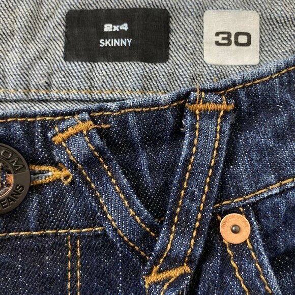 Volcom Women's size 30 2 x 4 Skinny Blue Denim Jeans Dark Wash 30 x 30 - Picture 6 of 12